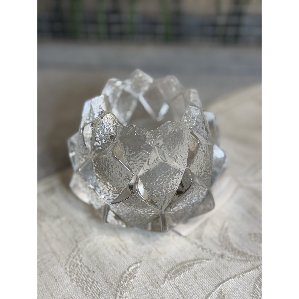Vtg Orrefors Sweden‎ Artichoke Crystal Firefly Candle Holder 3"